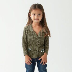 ❤️ Old navy girl jacket corduroy polka dots bow 3T